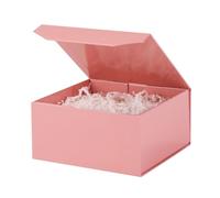 1 caja de regalo pequeña rosa de 8 x 8 x 4 pulgadas, caja magnética pequeña con papel arrugado, caja de regalo pequeña rosa con papel triturado, cajas de regalo de lujo con tapas para regalos