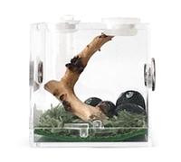 1 caja de semillas - terrario acrílico, hábitat reptile | breathable container with metal vent holes, compact feeder for horned frogs, spiders, beetles, centipedes, and small exotic pets