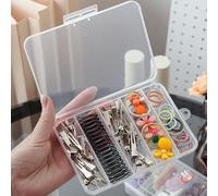 1 caja organizadora de plástico transparente con 5 compartimentos, almacenamiento multiusos para joyas, cuentas, manualidades, pastillas y piezas pequeñas, mini contenedor apilable (6 x 4.2 x 0.7