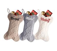 1 calcetín de Navidad de punto con forma de hueso grande de 16.5 pulgadas, bordado personalizado con forma de hueso grande, medias de Navidad de punto trenzado para decoración de vacaciones y fiestas