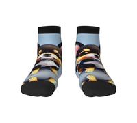 1 calcetines negros para adultos, unisex, suaves y acogedores, para deportes y uso casual, estampado de carnet Love Fancy Puppy No Show & Low Cut, invierno cálido, 3 Negro, Altoa única