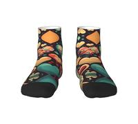 1 calcetines negros para adultos, unisex, suaves y acogedores, para deportes y uso casual, estampado de corazones coloridos que no se ven y corte bajo, cálidos para invierno, 1 negro., Altoa única