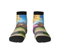 1 calcetines negros para adultos, unisex, suaves y acogedores, para deportes y uso casual, estampado de cuento de hadas de unicornio, invisibles y corte bajo, cálidos para invierno, 3 Negro, Altoa