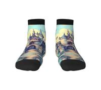 1 calcetines negros para adultos, unisex, suaves y acogedores, para deportes y uso casual, estampado de castillo de cuento de hadas invisibles y corte bajo, cálidos para invierno, 3 Negro, Altoa única