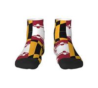 1 calcetines negros para adultos, unisex, suaves y acogedores, para deportes y uso casual, estampado de bandera de Maryland que no se ve y corte bajo, cálido para invierno, 2 Negro-2, Altoa única