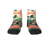 1 calcetines negros para adultos, unisex, suaves y acogedores, para deportes y uso casual, estampado de plantas verdes en maceta de interior, no se ve y corte bajo, cálido para invierno, 2 Negro-2