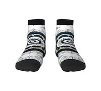 1 calcetines negros para adultos, unisex, suaves y acogedores, para deportes y uso casual, estampado de tótem redondo en blanco y negro, invisibles y corte bajo, cálidos para invierno, 3 Negro, Altoa