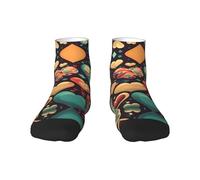 1 calcetines negros para adultos, unisex, suaves y acogedores, para deportes y uso casual, estampado de corazones coloridos que no se ven y corte bajo, cálidos para invierno, 2 Negro-2, Altoa única