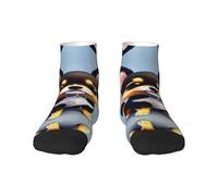 1 calcetines negros para adultos, unisex, suaves y acogedores, para deportes y uso casual, estampado de carnet Love Fancy Puppy No Show & Low Cut, invierno cálido, 1 negro., Altoa única