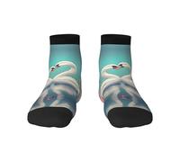 1 calcetines negros para adultos, unisex, suaves y acogedores, para deportes y uso casual, estampado The Swan in Love No Show & Low Cut, Winter Warm, 3 Negro, Altoa única
