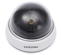 1 cámara de simulación falsa domo de vigilancia, cámara de seguridad intermitente, luz roja (blanco)