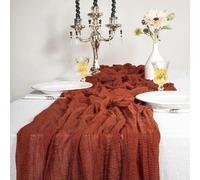 1 camino de mesa de gasa, mantel de gasa for decoración de bodas, fiestas de San Valentín y cumpleaños.(Rust)