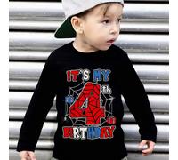1 camiseta de larga para niño, y a , con "Esta es mi 4ta " y estampado individual de , fabricada con tela y cómoda, ideal para a día, actividades deportivas casuales y actividades al aire libre.