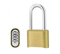 1 candado de combinación de 4 dígitos de aleación de zinc, grillete endurecido anticorte de 8 mm para taquillas de dormitorios, anclaje de equipaje, puertas y vehículos logísticos/grillete largo