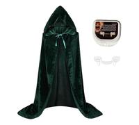 1 capa de vampiro, 1 diente de vampiro, capa larga con capucha, capa de bruja, disfraz de bruja, disfraz de bruja, capa de Halloween