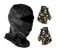 1 Capucha De Camuflaje Cálida Y 1 Par De Guantes De Camuflaje, Capucha Deportiva A Prueba De Viento, Capucha para Bicicleta, Capucha para Esquí