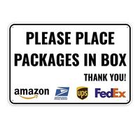 1 cartel de entrega para paquetes, por favor, coloca los paquetes en caja, 12 x 8 pulgadas, aluminio, instrucciones de entrega para mis pedidos de paquetes de Amazon, UPS, FedEx, USPS, UPS
