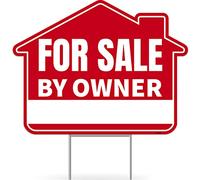 1 cartel para la venta por propietario con estacas, 17 pulgadas por 13 pulgadas - carteles de doble cara - plástico corrugado - FSBO letrero de patio para casa de bienes raíces