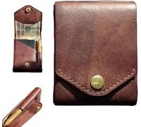 1 cartera compacta multifuncional de 3 x 4 pulgadas, cartera de cuero hecha a mano, cartera minimalista delgada con ranura para bolígrafo integrada para poner billetes planos para viajes diarios,