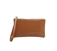 1 cartera larga de piel sintética para mujer, bolso de mano con cremallera, bolsillo para teléfono y tarjeta de crédito, Brown, Talla única