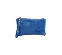 1 cartera larga de piel sintética para mujer, bolso de mano con cremallera, bolsillo para teléfono y tarjeta de crédito, azul claro, Talla única