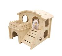 1 casa de hámster de madera, multicámara, hámster, cobaya, casa con rampa, hámster, casa de cobayas, accesorio para mascotas pequeñas, hámster enano, jerbos, hámster