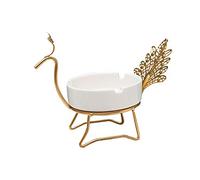 1 cenicero de cerámica con forma de pavo real para cenicero de mesa, fácil cenicero, decoración de casa, color blanco