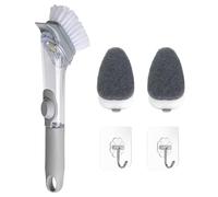1 cepillo de cocina con dispensador de jabón, 2 esponjas y 2 ganchos, cepillo para platos, cepillo de cocina, se puede utilizar para limpiar y fregar cocinas, ollas, fregaderos
