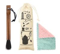 1 Cepillo Para Café En Polvo, 1 Paño De Terciopelo Coral, Cepillo Para Limpiar Café De Mango Largo, Cepillo Multifunción, Herramienta Para Limpiar Café