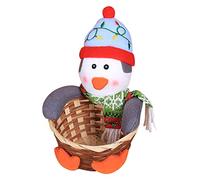 1 cesta de almacenamiento de dulces de Feliz Navidad, cesta de almacenamiento de Papá Noel, muñeco de nieve, caja de dulces de escritorio, adorno de lobo (E, talla única)