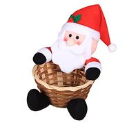 1 cesta de almacenamiento de dulces de Feliz Navidad, cesta de almacenamiento de Papá Noel, muñeco de nieve, caja de dulces de escritorio, adorno de lobo (A, talla única)