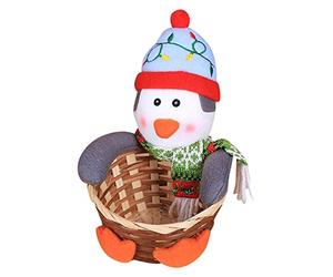 1 cesta de almacenamiento de dulces de Feliz Navidad, cesta de almacenamiento de Papá Noel, muñeco de nieve, caja de dulces de escritorio, adorno de lobo (E, talla única)