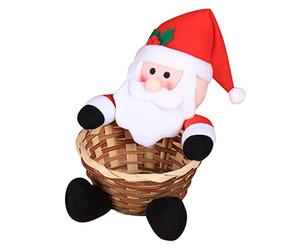 1 cesta de almacenamiento de dulces de Feliz Navidad, cesta de almacenamiento de Papá Noel, muñeco de nieve, caja de dulces de escritorio, adorno de lobo (A, talla única)