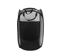 1 cesta de lavandería plegable, grande y portátil, cesta de malla para dormitorio y baño (negro)