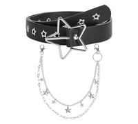 1 Cinturón De Elemento Estrella Y Cadena De Metal Para Pantalones, Punk, Personalidad De Moda, Accesorios De Ropa, Cinturón De Cuero Pu