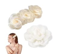 1 clip de plumas de rosas de malla, 1 clip para el pelo de flores, accesorios para el pelo de flores blancas, tocado blanco, pequeñas flores para el pelo, accesorios para el cabello para niñas de