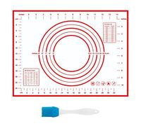 1 cojín de amasado de silicona, con 1 pieza de cepillo de aceite de silicona, almohadilla de pastelería antideslizante y antiadherente, almohadilla para enrollar masa con guía de medición (30*40 cm)