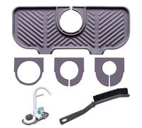 1 cojín de drenaje para fregadero con 3 orificios de hebilla y 1 cepillo de limpieza, juego de protección para fregadero, almohadilla antisalpicaduras de grifo, almohadilla de drenaje de silicona,