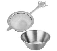 1 Colador Y 1 Tazón Pequeño De Acero Inoxidable, Filtro De Té, Juego De Té Creativo, Accesorios Para Hacer Té, Utensilios De Cocina