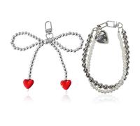 1 Cole De Amor De Doble Cadena Y 1 Cole De Amor con Nudo De Lazo, Coles Dulces Y Lindos Que Se Pueden Usar como Cadenas para Teléfonos Celulares Y Llaveros.