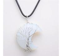 1 colgante de cristal natural con forma de árbol de la vida en forma de luna creciente, cuarzo, joyería mineral, piedra reiki para hombres y mujeres