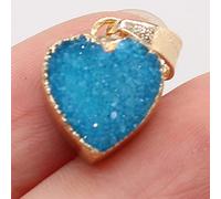 1 colgante de piedra natural con forma de corazón de cristal de cuarzo hecho a mano para hacer collares, joyas, color azul