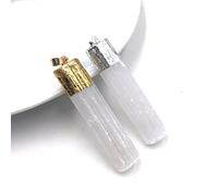 1 colgante de selenita natural al azar, collar de cristal crudo, piedra mineral de cuarzo, regalo de yeso, uno de cada uno