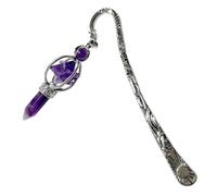 "1 colgante giratorio de piedra preciosa amatista que se puede utilizar como marcapáginas. Este regalo de libro vintage es un marcador metálico para mujeres y un regalo de cristal para los lectores"