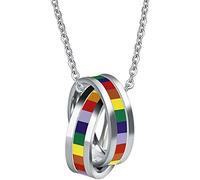 1 collar con colgante de acero inoxidable arcoíris de moda LGBT Lesbiana Orgullo Paz Amor regalo arco iris collares gay collar regalo para hombres y mujeres etiqueta de perro accesorio, Metal