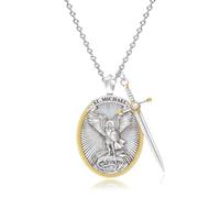 1 collar con colgante de espada y escudo, collar de San Miguel Arcángel, amuleto de ángel de la guarda, regalo de joyería unisex.