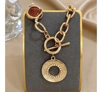1 Collar con Colgante Retro, Cadena Gruesa, Charm Dorado, Joyería de Moda para un Regalo y Exquisito, Adecuado para Banquetes y Fiestas