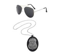 1 Collar con Insignia De Policía Y 1 Par De Gafas De Sol, Accesorios De Moda, Accesorios para Disfraces De Cosplay, Artículos para Fiestas, Artículos para Fiestas De Cosplay