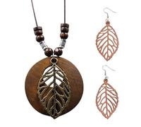 1 Collar De Hoja, Un Par De Pendientes De Hoja, Collar Largo para Mujer, Conjunto De Joyería De Hoja, Decoración De Joyería Cole
