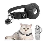 1 collar de seguridad para gatos con 1 etiqueta antipérdida, collar de gato con etiqueta de aire para mascotas, collar reflectante para gatos con campana (negro)